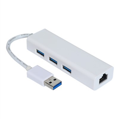 3-vratno zvezdišče USB 3.0 z ethernetnim adapterjem RJ45, belo ali črno