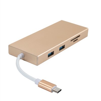 7-in-1 3-vratno zvezdišče USB C z bralnikom kartic in vrati HDMI